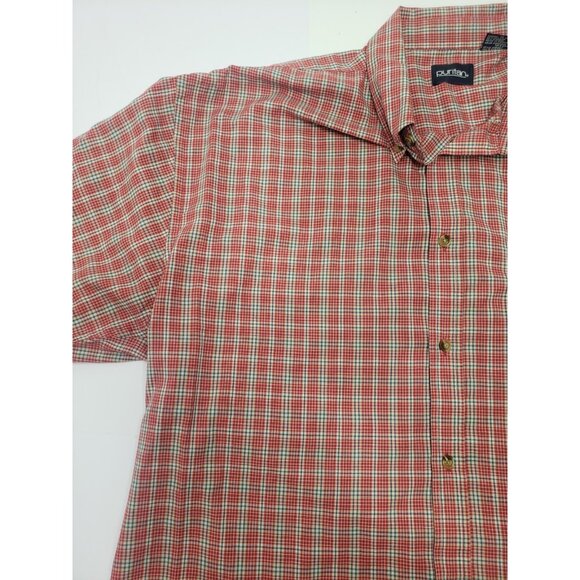 Puritan Men's Button Up Short Sleeve Red/Blue Plaid Shirt Size X-Large Tall - Picture 7 of 16